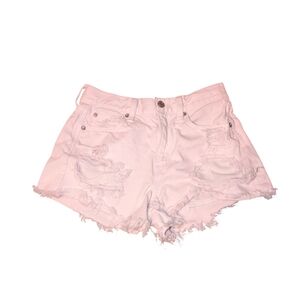 American Age Light Pink Distressed Jean Shorts